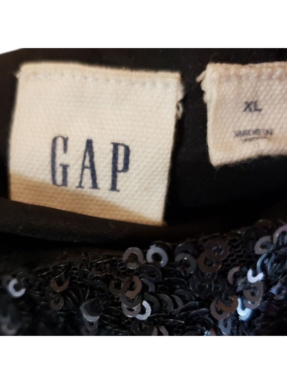 Vintage Y2K GAP Black and Blue Sequin Mock Neck Dress - Picture 4 of 6
